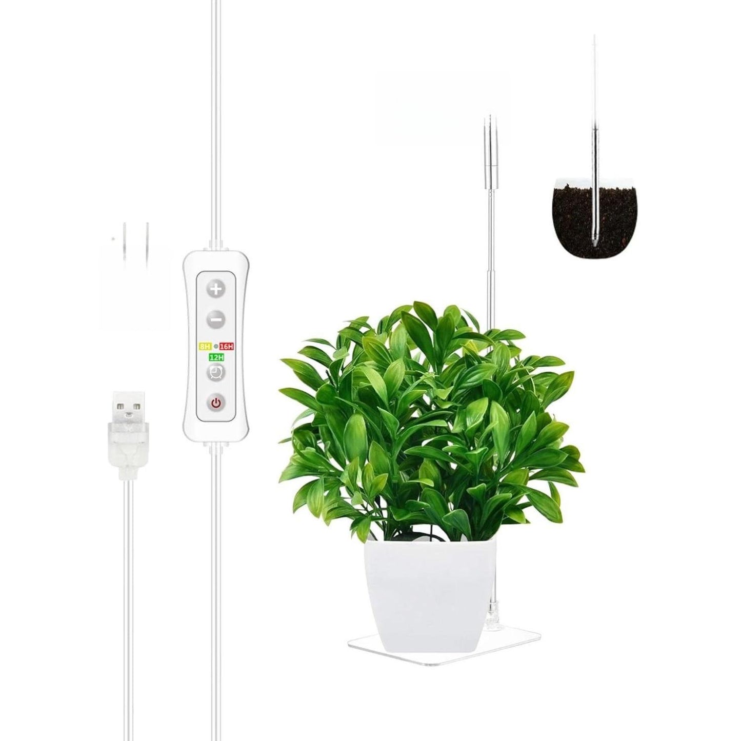 LSP Plant Grow Light, LED Growing Light Full Spectrum for Indoor Plants, Height Adjustable, Automatic Timer, 5V Low Safe Voltage, Ideal for Small Plants. Sea-Monkeys BrineShrimp