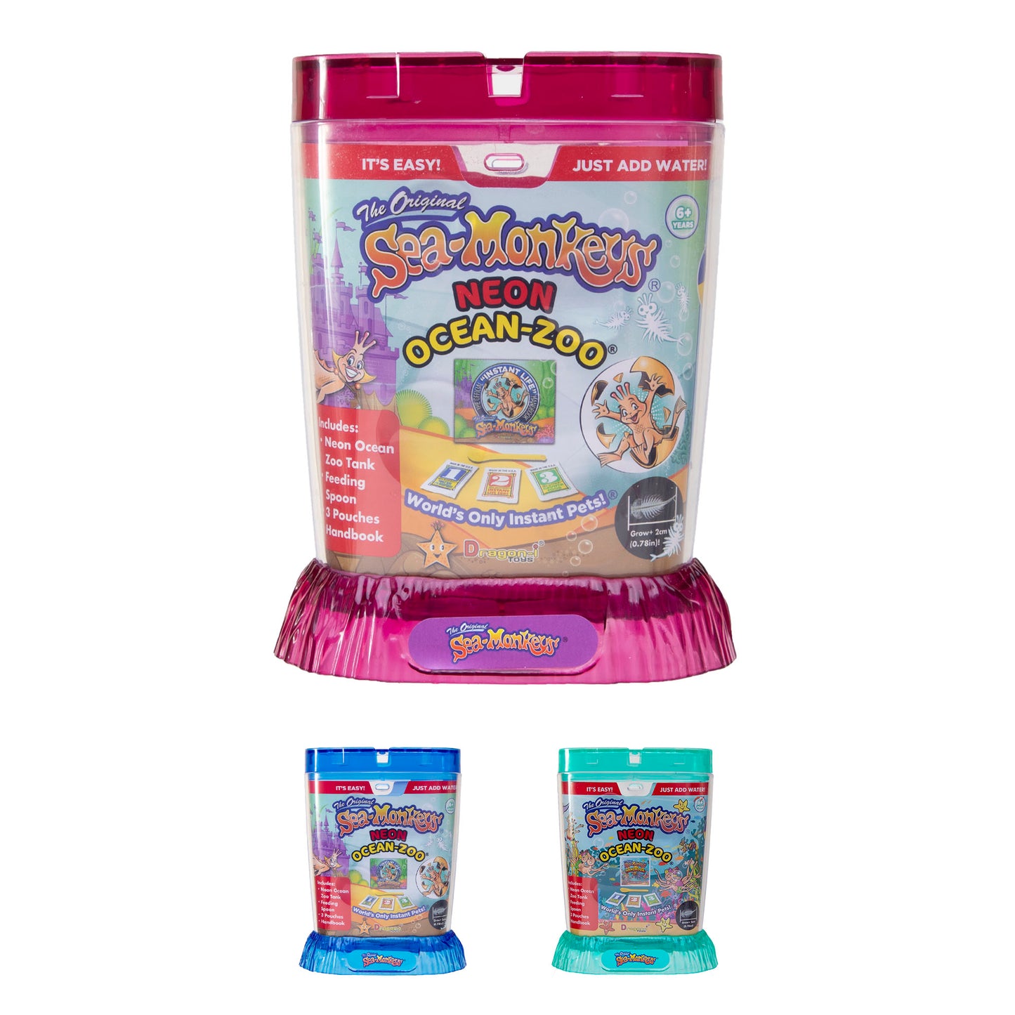 Sea-Monkeys® Ocean Zoo Neon - World's Only Instant Pets® - Assorted Colors - Brine Shrimp (Pack of 1)