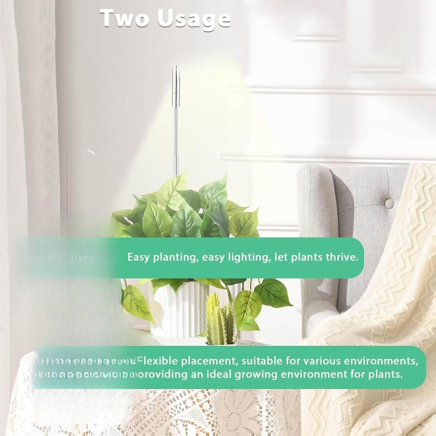 LSP Plant Grow Light, LED Growing Light Full Spectrum for Indoor Plants, Height Adjustable, Automatic Timer, 5V Low Safe Voltage, Ideal for Small Plants. Sea-Monkeys BrineShrimp