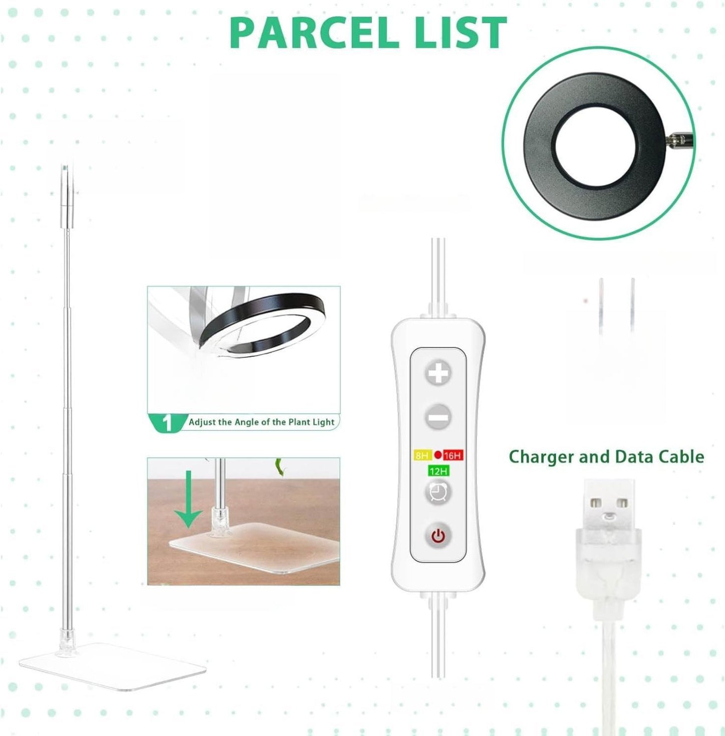 LSP Plant Grow Light, LED Growing Light Full Spectrum for Indoor Plants, Height Adjustable, Automatic Timer, 5V Low Safe Voltage, Ideal for Small Plants. Sea-Monkeys BrineShrimp