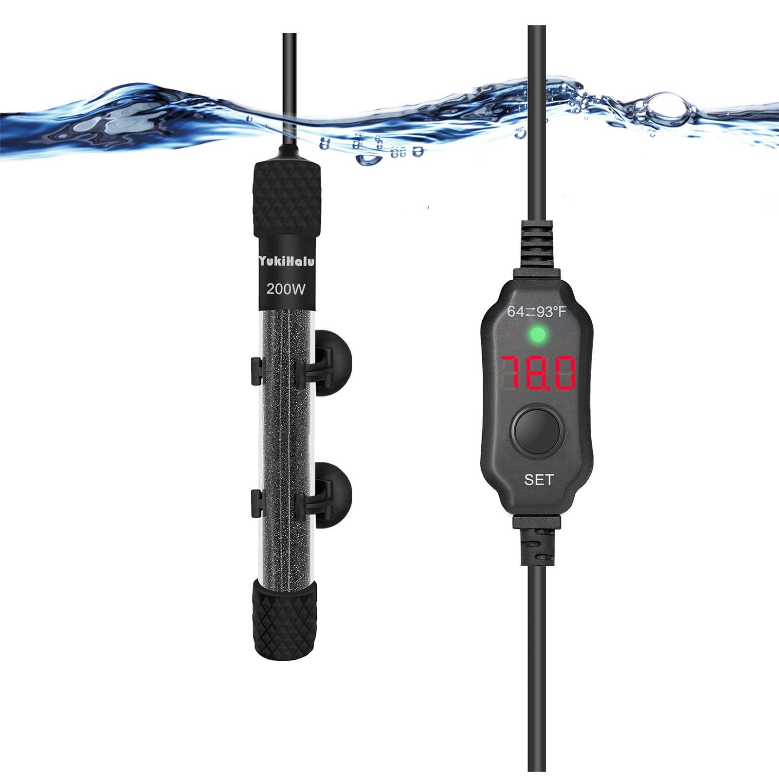 YukiHalu USB Powered Aquarium Heater, 10W Adjustable Mini Fish Tank Heater with External Temperature Controller, LED Display, Used for 0.5-1 Gallon Tank (10W USB)