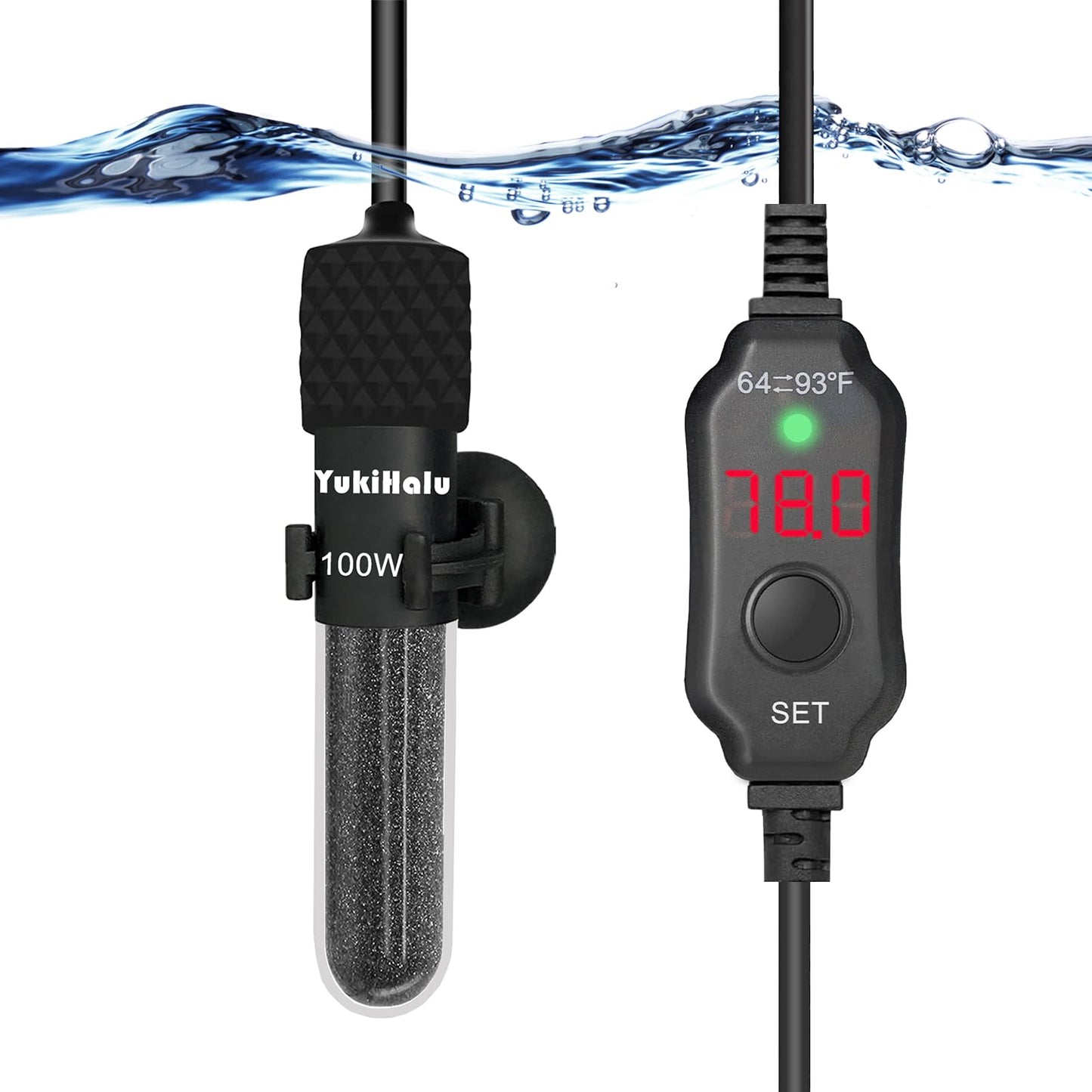 YukiHalu USB Powered Aquarium Heater, 10W Adjustable Mini Fish Tank Heater with External Temperature Controller, LED Display, Used for 0.5-1 Gallon Tank (10W USB)