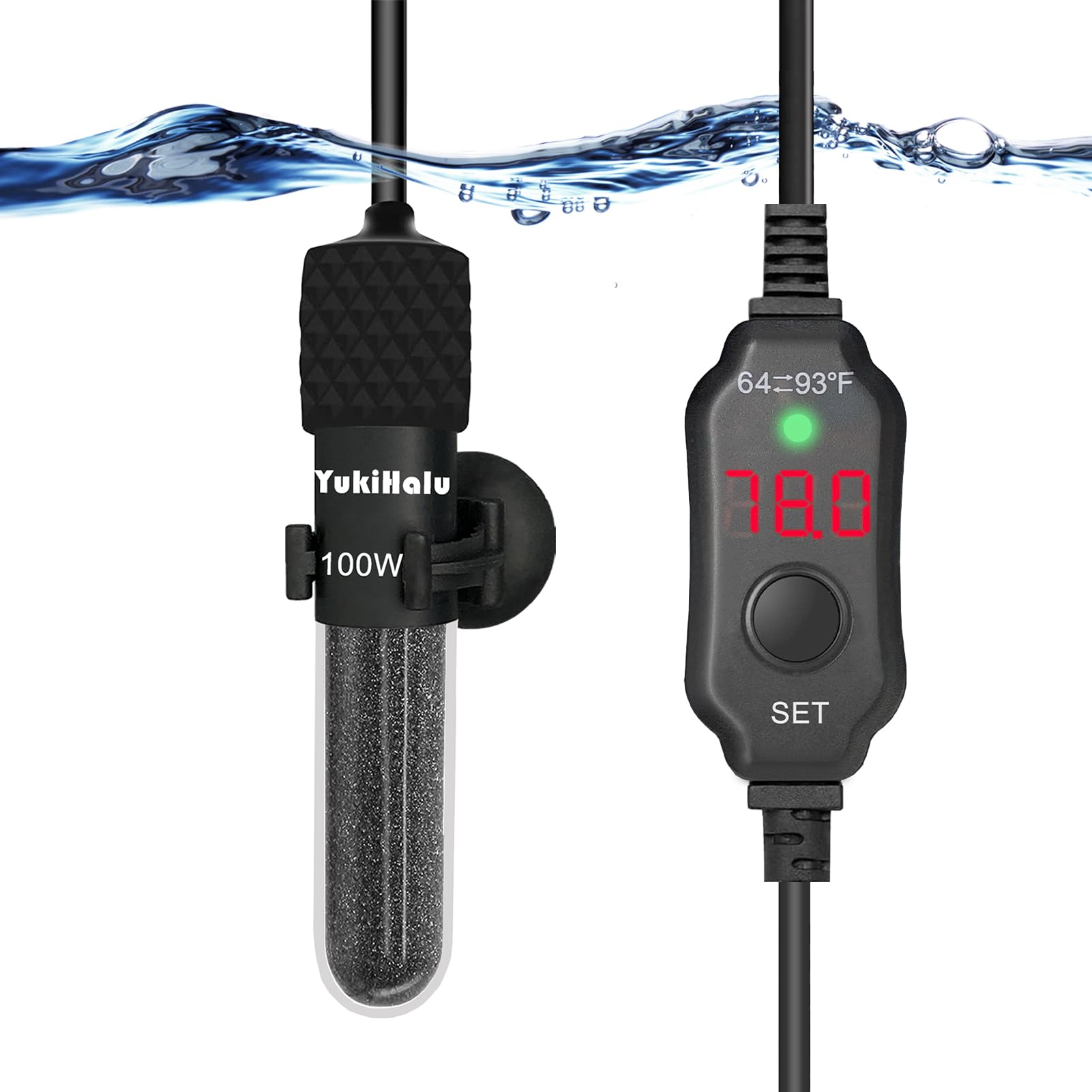YukiHalu USB Powered Aquarium Heater, 10W Adjustable Mini Fish Tank Heater with External Temperature Controller, LED Display, Used for 0.5-1 Gallon Tank (10W USB)