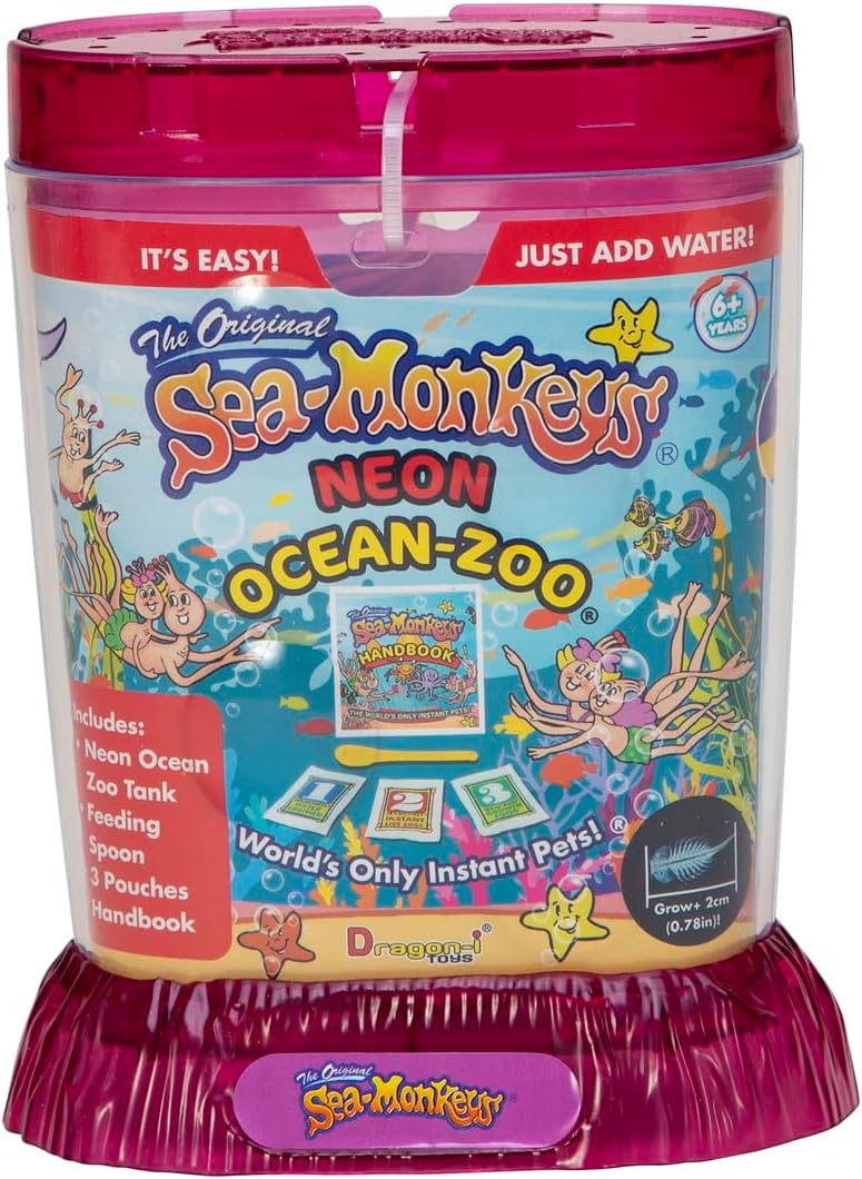 Sea-Monkeys® Ocean Zoo Neon - World's Only Instant Pets® - Assorted Colors - Brine Shrimp (Pack of 1)