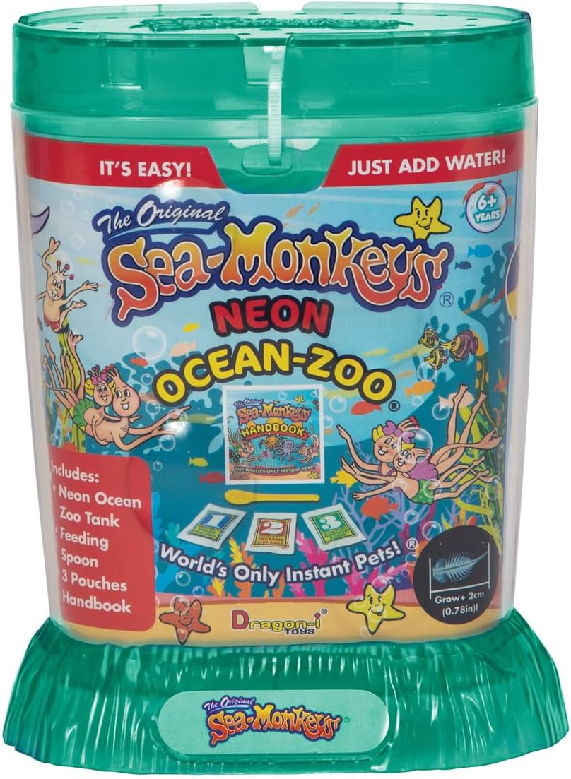 Sea-Monkeys® Ocean Zoo Neon - World's Only Instant Pets® - Assorted Colors - Brine Shrimp (Pack of 1)