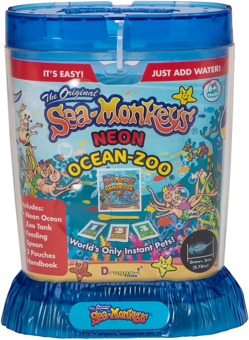 Sea-Monkeys® Ocean Zoo Neon - World's Only Instant Pets® - Assorted Colors - Brine Shrimp (Pack of 1)