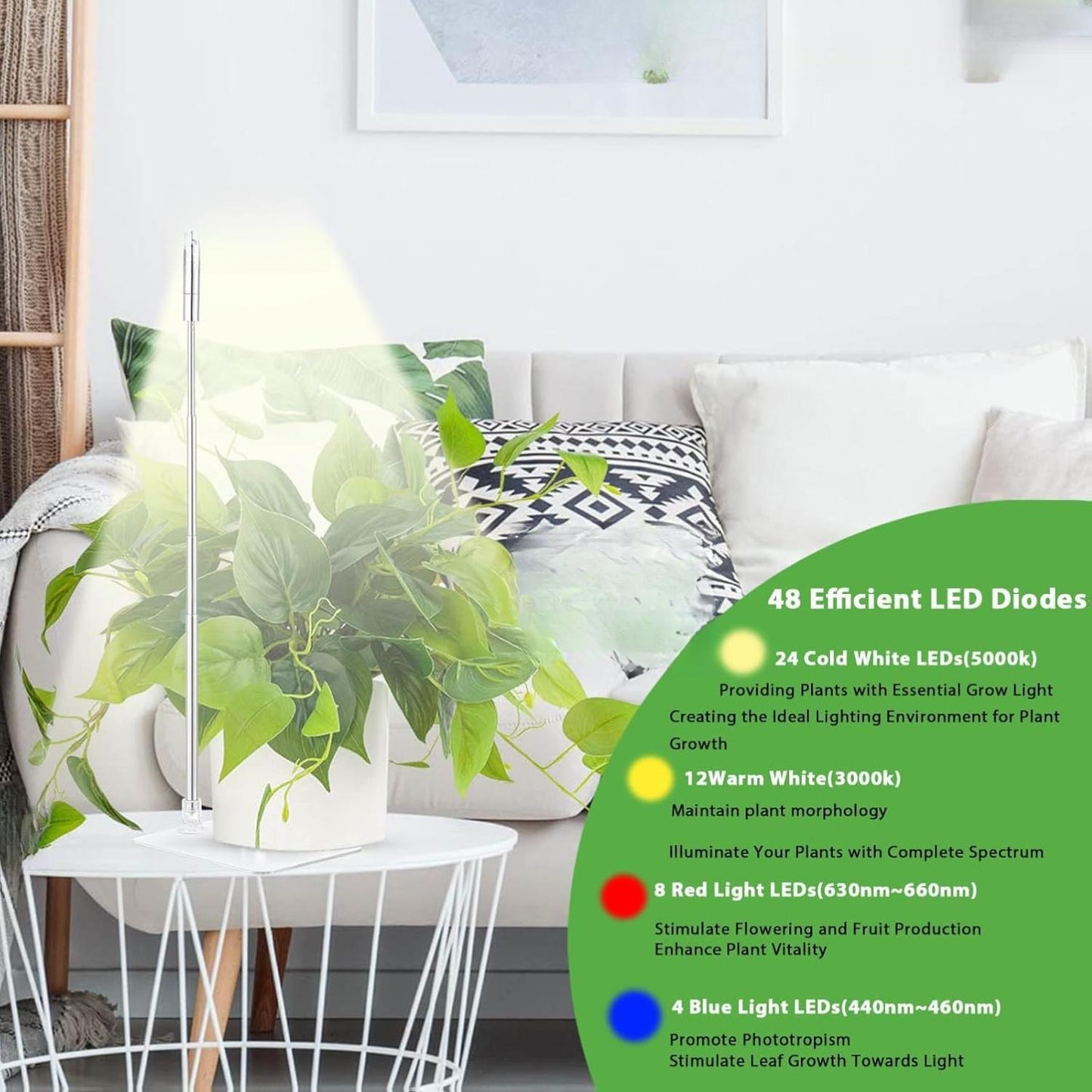 LSP Plant Grow Light, LED Growing Light Full Spectrum for Indoor Plants, Height Adjustable, Automatic Timer, 5V Low Safe Voltage, Ideal for Small Plants. Sea-Monkeys BrineShrimp