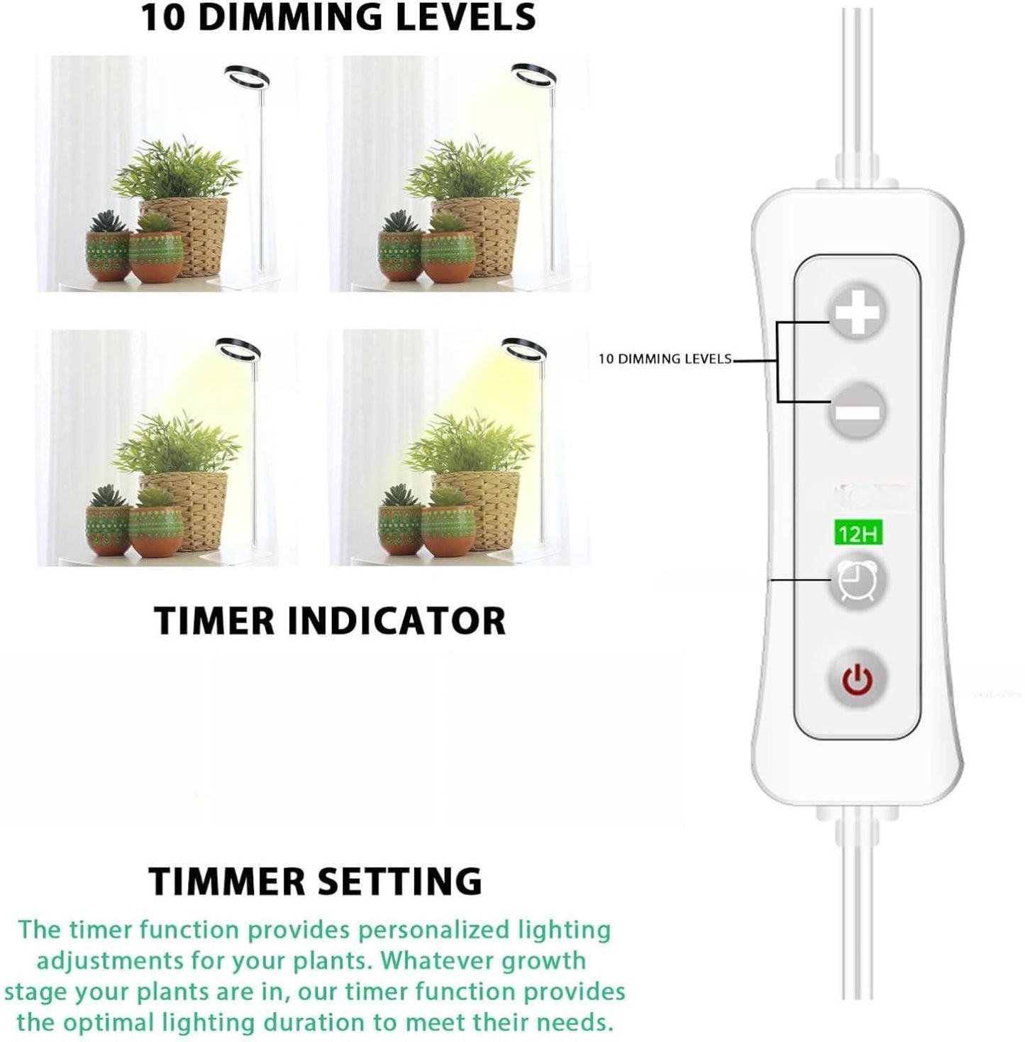 LSP Plant Grow Light, LED Growing Light Full Spectrum for Indoor Plants, Height Adjustable, Automatic Timer, 5V Low Safe Voltage, Ideal for Small Plants. Sea-Monkeys BrineShrimp
