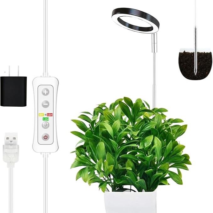 LSP Plant Grow Light, LED Growing Light Full Spectrum for Indoor Plants, Height Adjustable, Automatic Timer, 5V Low Safe Voltage, Ideal for Small Plants. Sea-Monkeys BrineShrimp